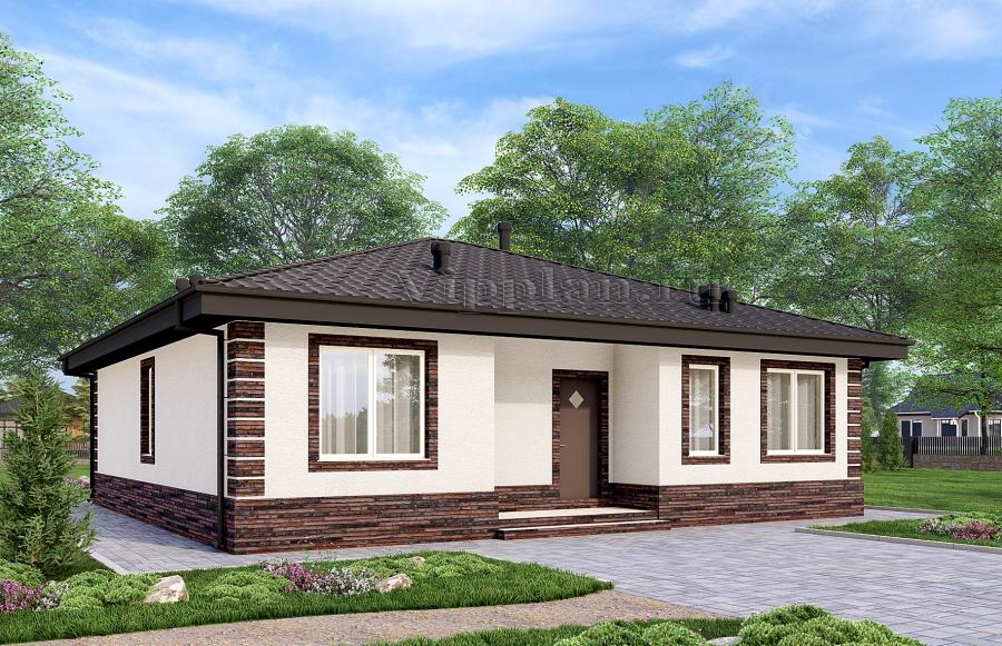 Одноэтажный дом террасой и тремя спальнями